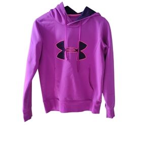 Under Armour Magenta Cold gear Hoodie with Black Logo Sz SP